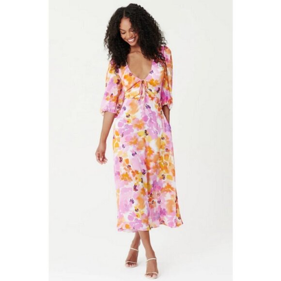 💕NICHOLAS THE LABEL💕 Danielle Dress ~ Bassett Floral Print US 2 NWT - Picture 3 of 14